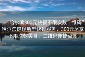 “哈尔滨300元快餐不限次数二维码”哈尔滨惊现新型快餐服务，300元尽享不限次数美食，二维码便捷点餐