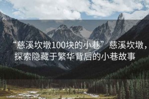 “慈溪坎墩100块的小巷”慈溪坎墩，探索隐藏于繁华背后的小巷故事