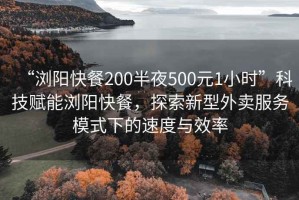 “浏阳快餐200半夜500元1小时”科技赋能浏阳快餐，探索新型外卖服务模式下的速度与效率