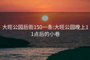 大旺公园后街150一条:大旺公园晚上11点后的小巷