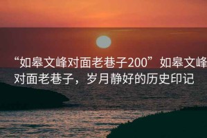 “如皋文峰对面老巷子200”如皋文峰对面老巷子，岁月静好的历史印记