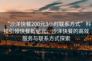 “沙洋快餐200元3小时联系方式”科技引领快餐新纪元，沙洋快餐的高效服务与联系方式探索