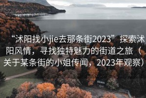 “沭阳找小jie去那条街2023”探索沭阳风情，寻找独特魅力的街道之旅（关于某条街的小姐传闻，2023年观察）