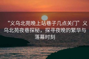 “义乌北苑晚上站巷子几点关门”义乌北苑夜巷探秘，探寻夜晚的繁华与落幕时刻