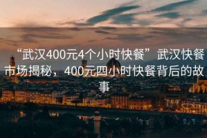 “武汉400元4个小时快餐”武汉快餐市场揭秘，400元四小时快餐背后的故事