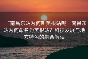 “南昌东站为何叫美根站呢”南昌东站为何命名为美根站？科技发展与地方特色的融合解读