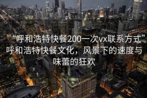 “呼和浩特快餐200一次vx联系方式”呼和浩特快餐文化，风景下的速度与味蕾的狂欢