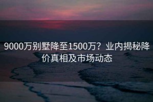 9000万别墅降至1500万？业内揭秘降价真相及市场动态