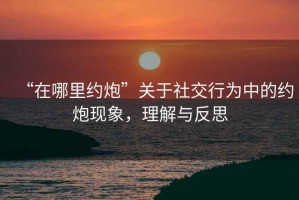 “在哪里约炮”关于社交行为中的约炮现象，理解与反思