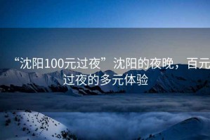 “沈阳100元过夜”沈阳的夜晚，百元过夜的多元体验