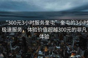 “300元3小时服务奎屯”奎屯的3小时极速服务，体验价值超越300元的非凡体验