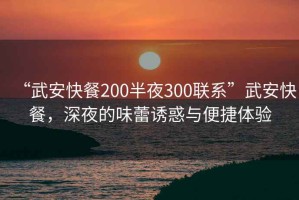 “武安快餐200半夜300联系”武安快餐，深夜的味蕾诱惑与便捷体验