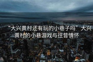 “大兴黄村还有玩的小巷子吗”大兴黄村的小巷游戏与往昔情怀