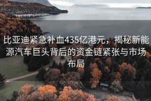 比亚迪紧急补血435亿港元，揭秘新能源汽车巨头背后的资金链紧张与市场布局