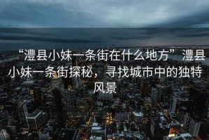 “澧县小妹一条街在什么地方”澧县小妹一条街探秘，寻找城市中的独特风景