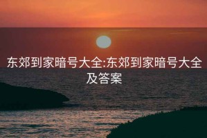 东郊到家暗号大全:东郊到家暗号大全及答案