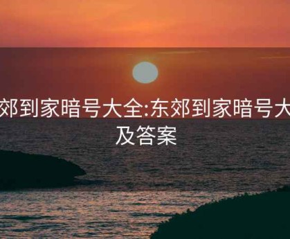 东郊到家暗号大全:东郊到家暗号大全及答案