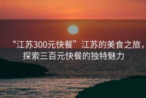 “江苏300元快餐”江苏的美食之旅，探索三百元快餐的独特魅力