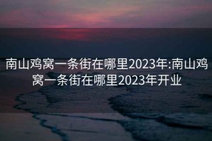 南山鸡窝一条街在哪里2023年:南山鸡窝一条街在哪里2023年开业