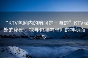 “KTV包厢内的暗间是干嘛的”KTV深处的秘密，探寻包厢内暗间的神秘面纱