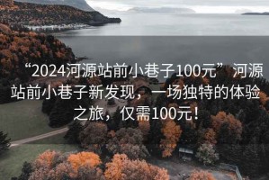 “2024河源站前小巷子100元”河源站前小巷子新发现，一场独特的体验之旅，仅需100元！