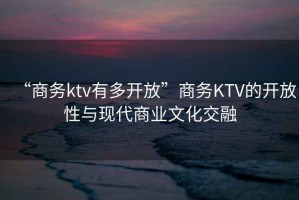 “商务ktv有多开放”商务KTV的开放性与现代商业文化交融