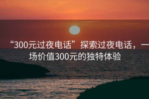 “300元过夜电话”探索过夜电话，一场价值300元的独特体验