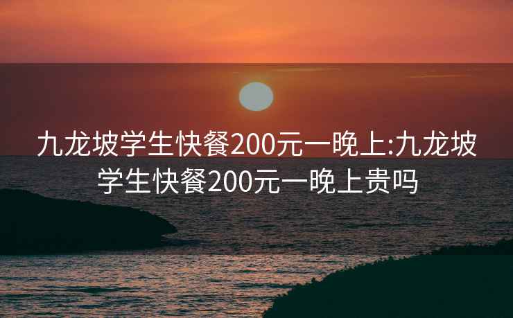 九龙坡学生快餐200元一晚上:九龙坡学生快餐200元一晚上贵吗