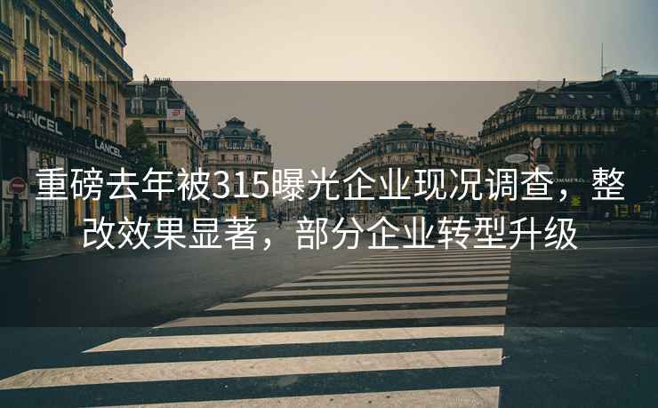 重磅去年被315曝光企业现况调查，整改效果显著，部分企业转型升级