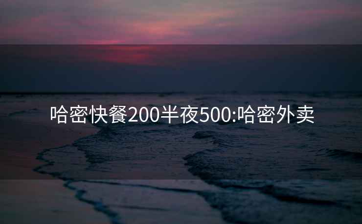 哈密快餐200半夜500:哈密外卖