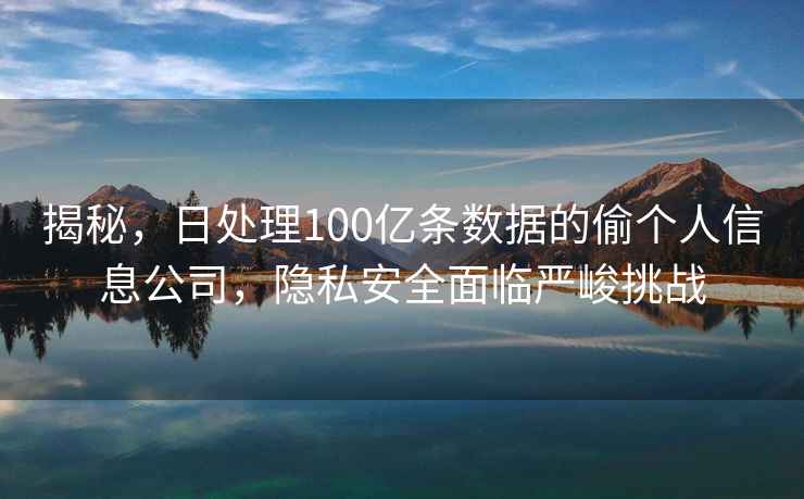 揭秘，日处理100亿条数据的偷个人信息公司，隐私安全面临严峻挑战