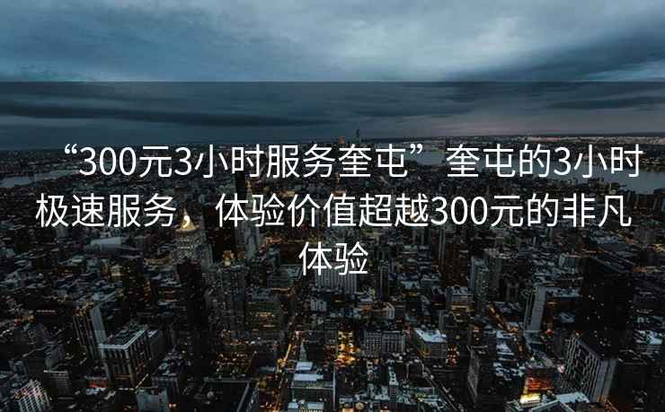 “300元3小时服务奎屯”奎屯的3小时极速服务，体验价值超越300元的非凡体验