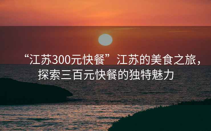 “江苏300元快餐”江苏的美食之旅，探索三百元快餐的独特魅力