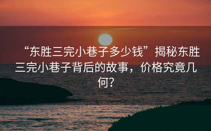 “东胜三完小巷子多少钱”揭秘东胜三完小巷子背后的故事，价格究竟几何？