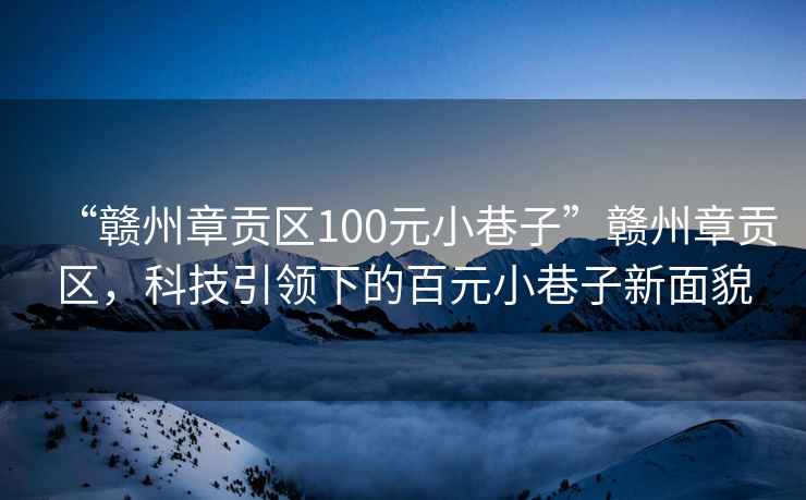 “赣州章贡区100元小巷子”赣州章贡区，科技引领下的百元小巷子新面貌