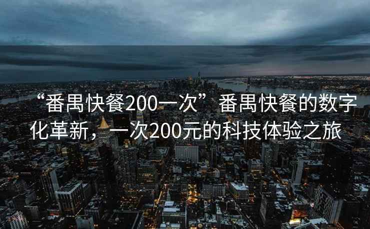 “番禺快餐200一次”番禺快餐的数字化革新，一次200元的科技体验之旅