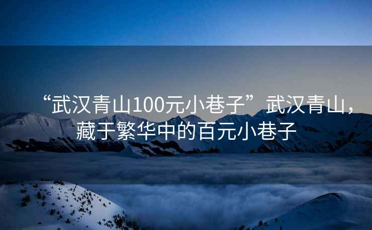 “武汉青山100元小巷子”武汉青山，藏于繁华中的百元小巷子